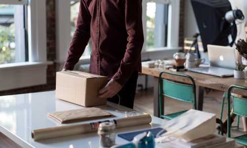 man holding a box