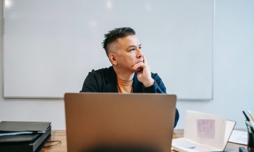 man at desk