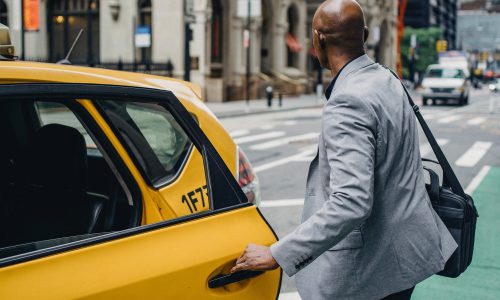 man hailing cab