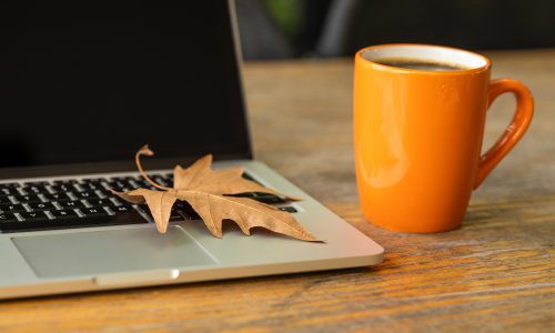 laptop with coffee