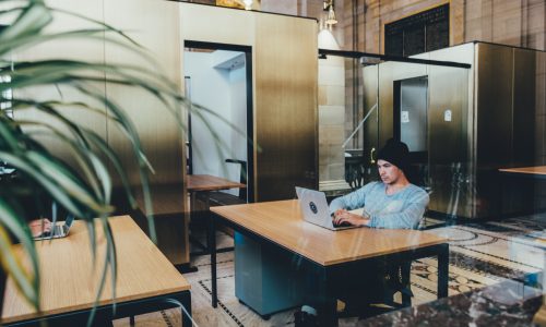 man working at desk